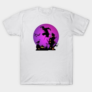 Moonlit Silhouettes: Ninja warrior in Halloween T-Shirt